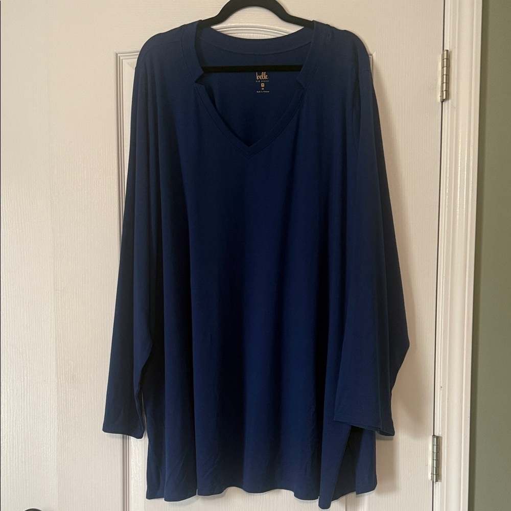 Belle by Kim Gravel Blue V-Neck Long Sleeve Top Size 5X